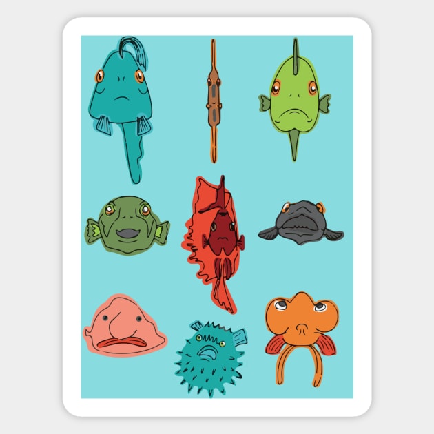 Funny fishes Sticker by MarjolijndeWinter